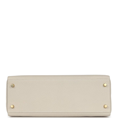 Pre-owned Hermes Kelly Retourne 32 Craie Togo Gold Hardware