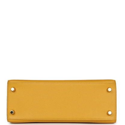 Pre-owned Hermes Kelly Sellier 25 Jaune Ambre Epsom Gold Hardware