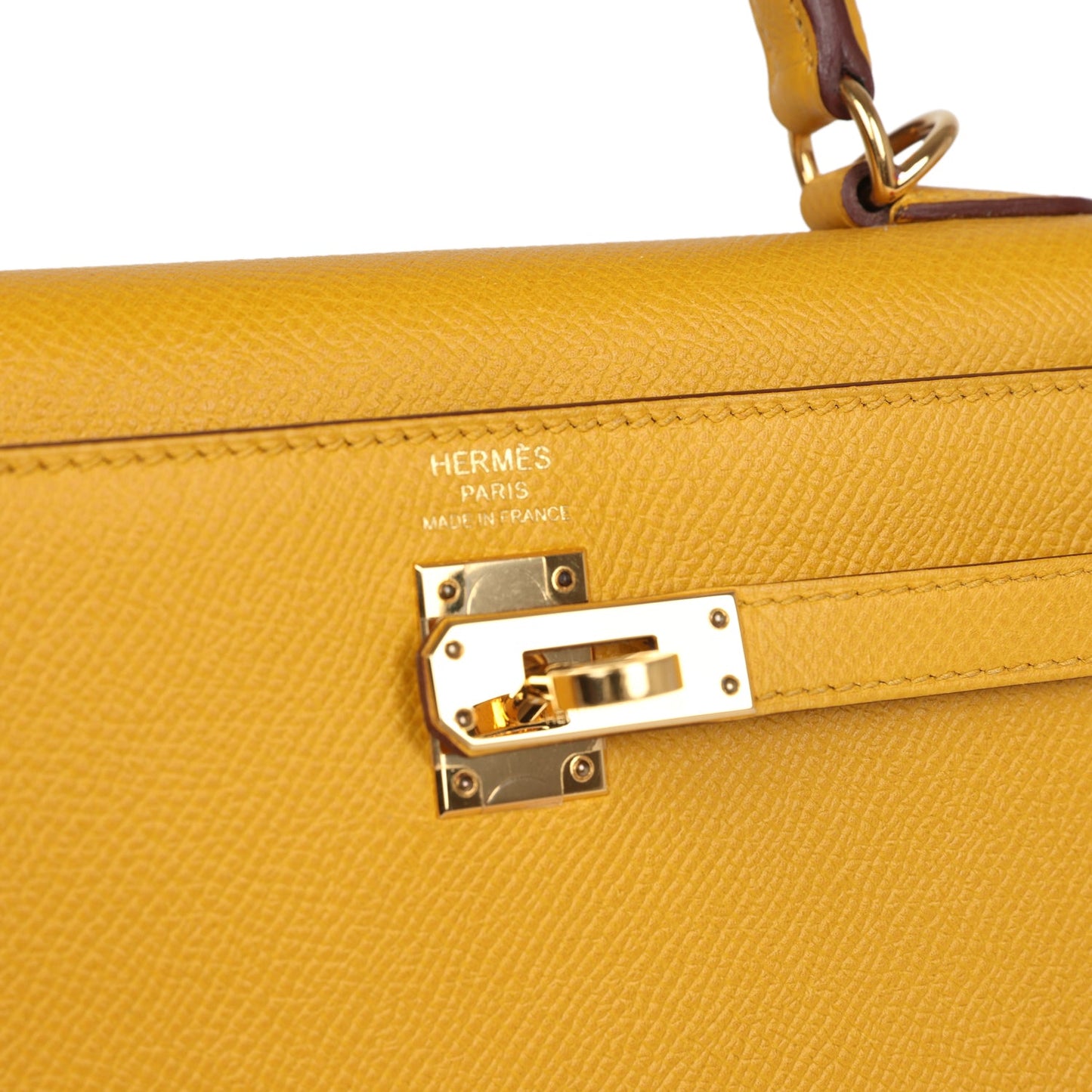 Pre-owned Hermes Kelly Sellier 25 Jaune Ambre Epsom Gold Hardware