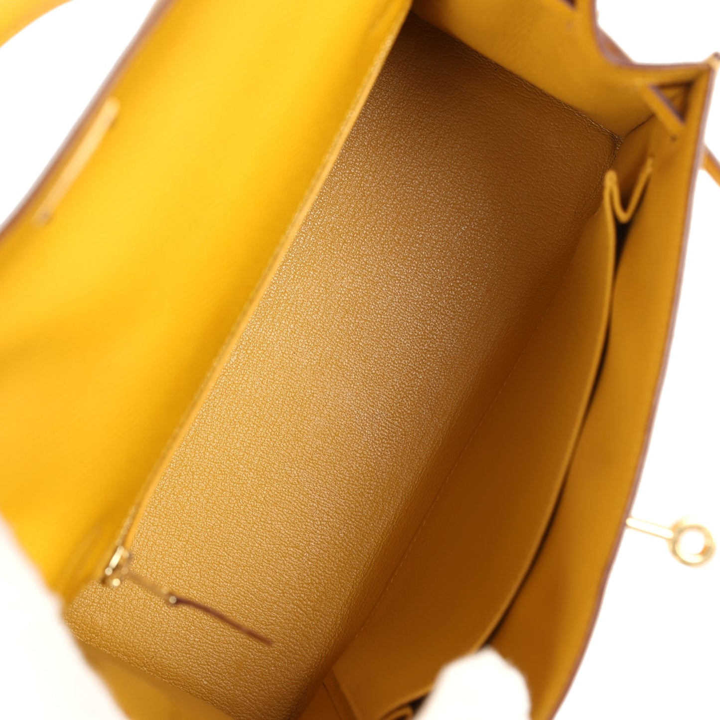 Pre-owned Hermes Kelly Sellier 25 Jaune Ambre Epsom Gold Hardware