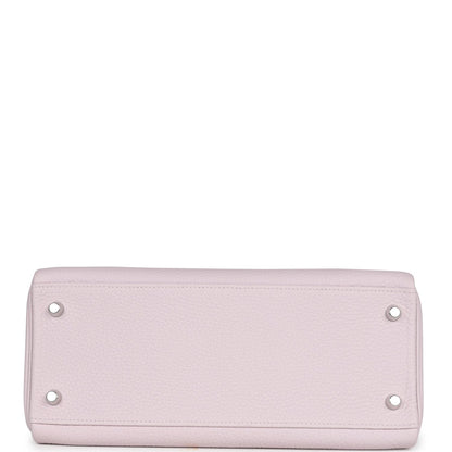 Pre-owned Hermes Kelly Retourne 28 Mauve Pale Clemence Palladium Hardware