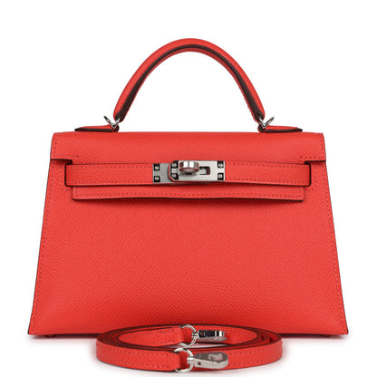 Hermes Kelly Sellier 20 Orange Field Epsom Palladium Hardware