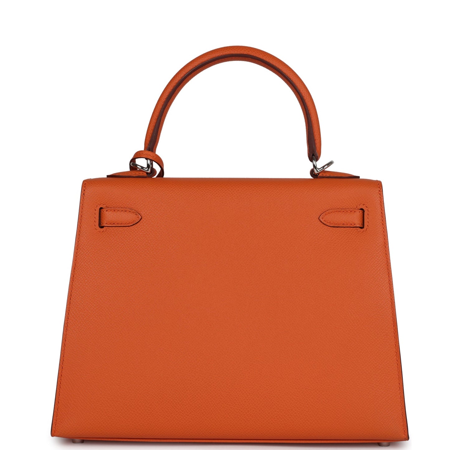 Pre-owned Hermes Kelly Sellier 25 Orange Epsom Palladium Hardware