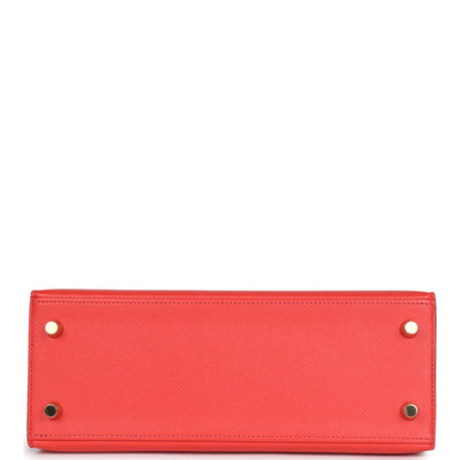 Pre-owned Hermes Kelly Sellier 25 Rose Jaipur Epsom Gold Hardware