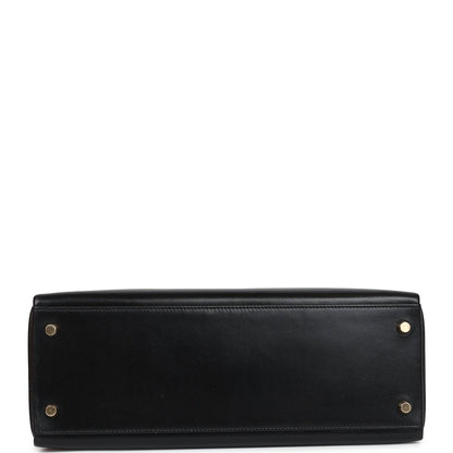Vintage Hermes Kelly Retourne 32 Black Box Gold Hardware