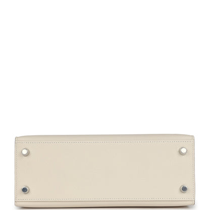 Hermes Kelly Sellier 25 Craie Epsom Palladium Hardware