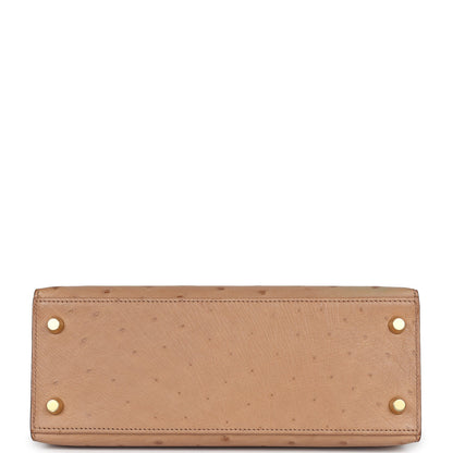 Hermes Kelly Sellier 25 Chai Ostrich Gold Hardware