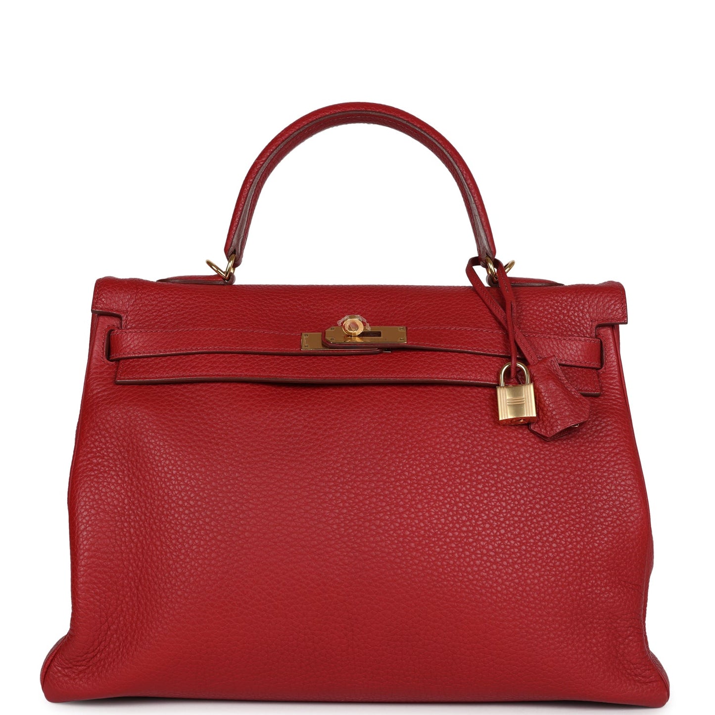 Pre-owned Hermes Kelly 35 Rouge Garance Clemence Gold Hardware