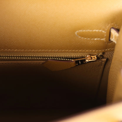 Hermes Kelly Sellier 25 Bronze Dorè Madame and Sable Shiny Niloticus Crocodile Touch Permabrass Hardware