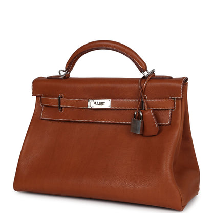 Hermes Kelly 42 Maxi Fauve Barenia Faubourg Palladium Hardware