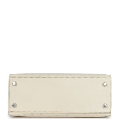 Hermes Kelly Sellier 25 Beton Ostrich Palladium Hardware