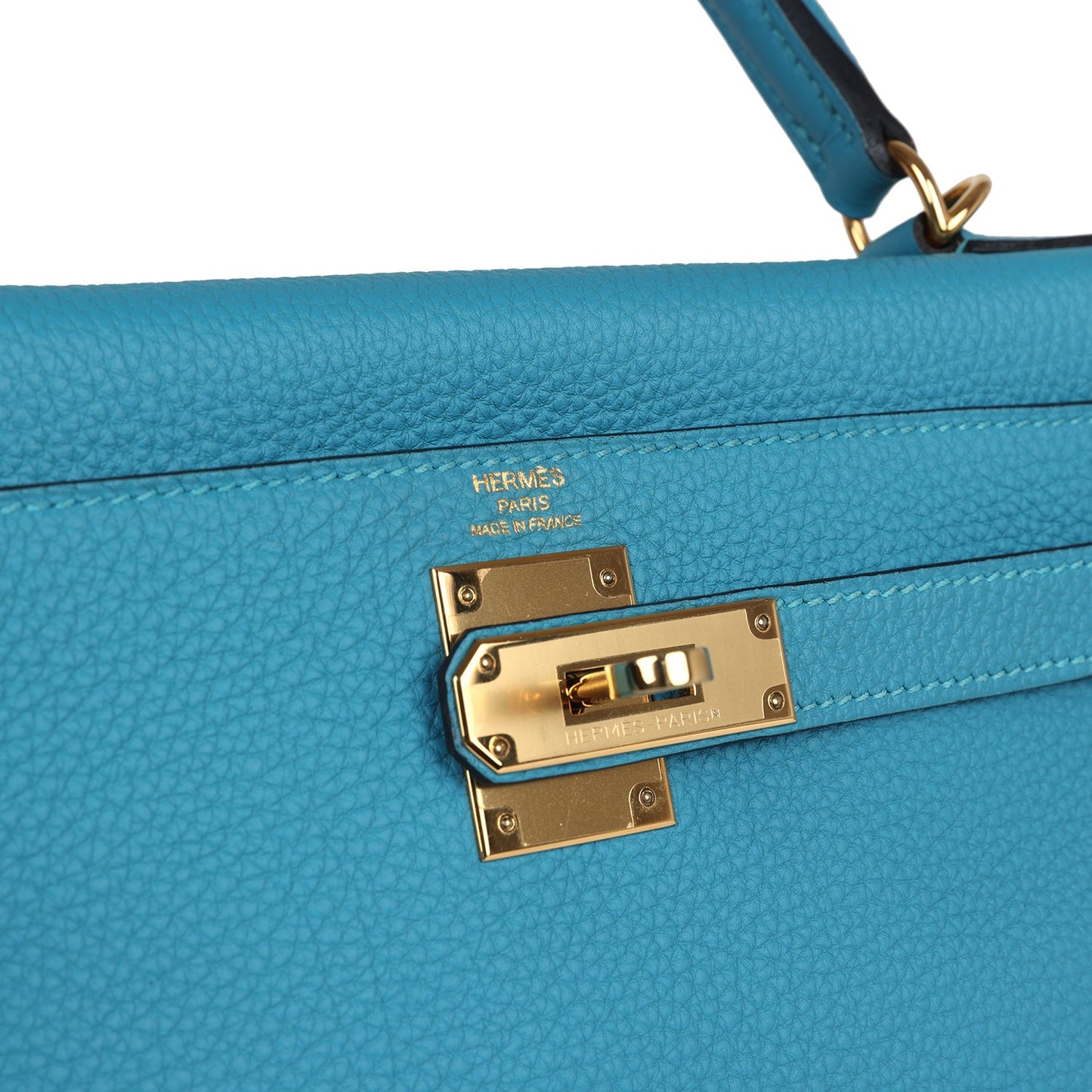Pre-owned Hermes Kelly Retourne 28 Turquoise Togo Gold Hardware