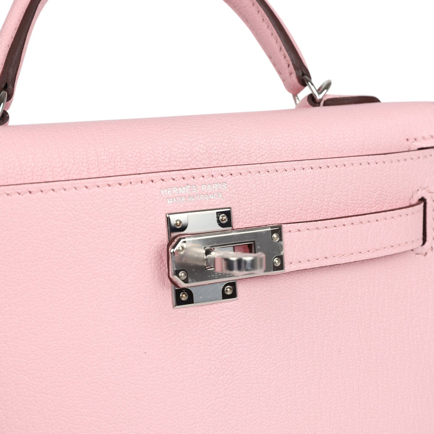 Hermes Kelly Sellier 20 Rose Lipstick Chevre Palladium Hardware