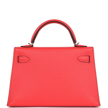 Hermes Special Order (HSS) Kelly Sellier 20 Rose Texas Verso Chevre Permabrass Hardware