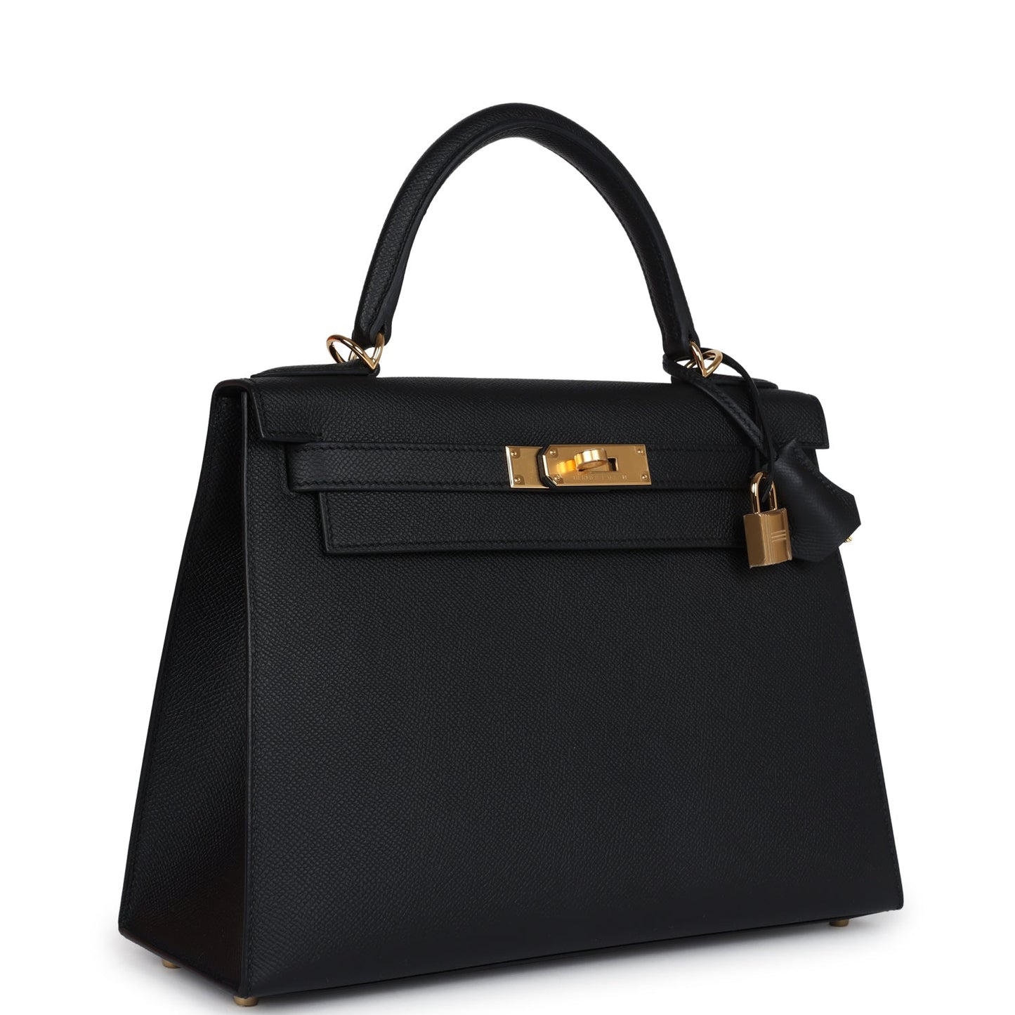 Hermes Kelly Sellier 28 Black Epsom Gold Hardware