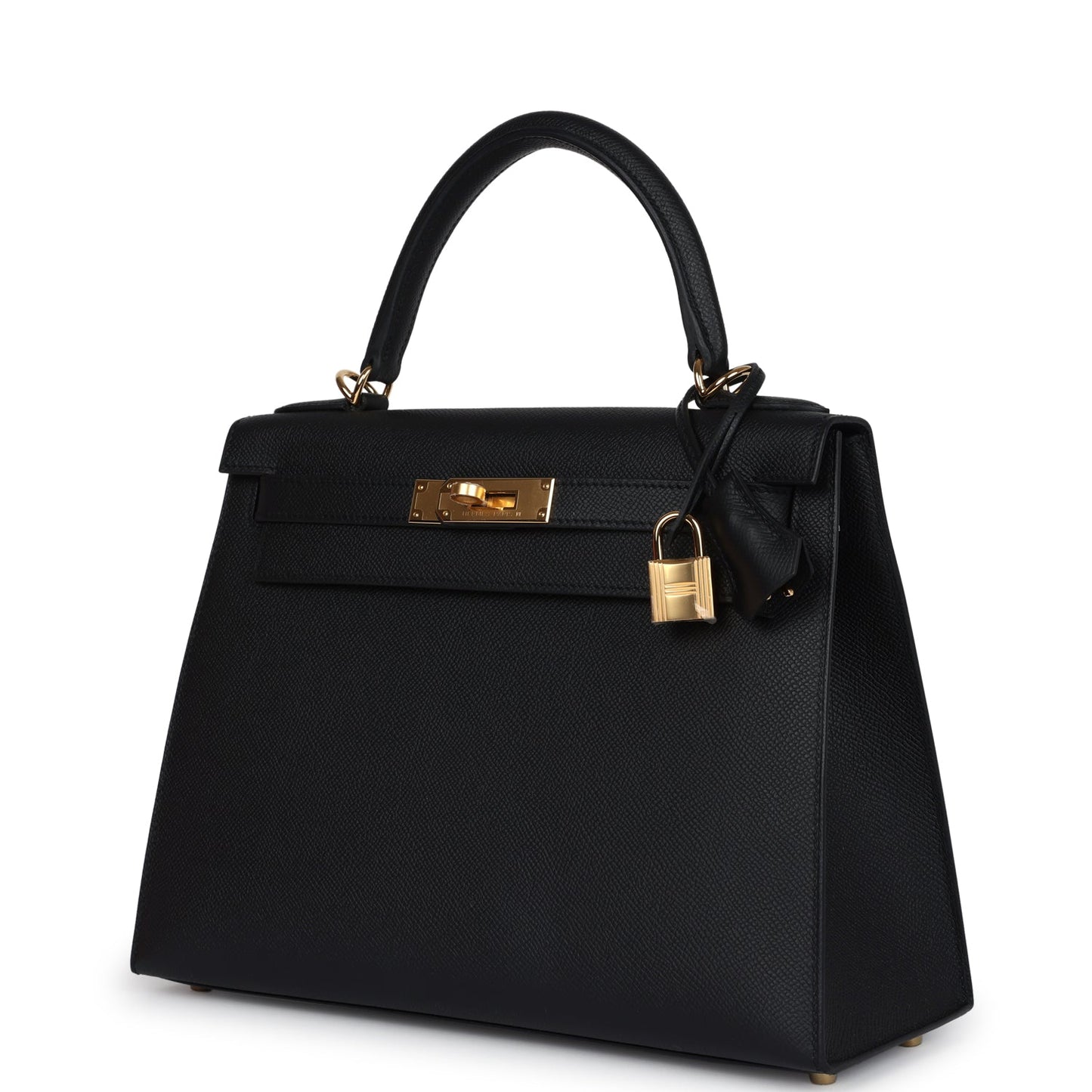 Hermes Kelly Sellier 28 Black Epsom Gold Hardware