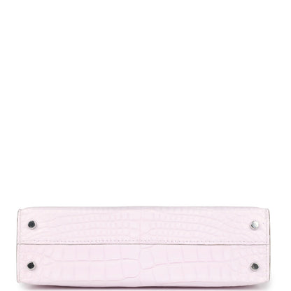 Hermes Kelly Sellier 20 Mauve Pale Boreal Satin Alligator Palladium Hardware
