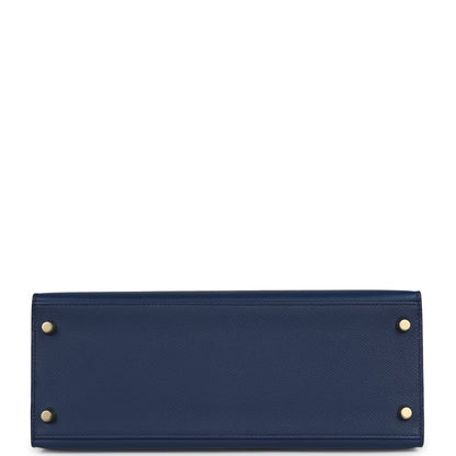 Hermes Kelly Sellier 28 Bleu Navy Epsom Gold Hardware