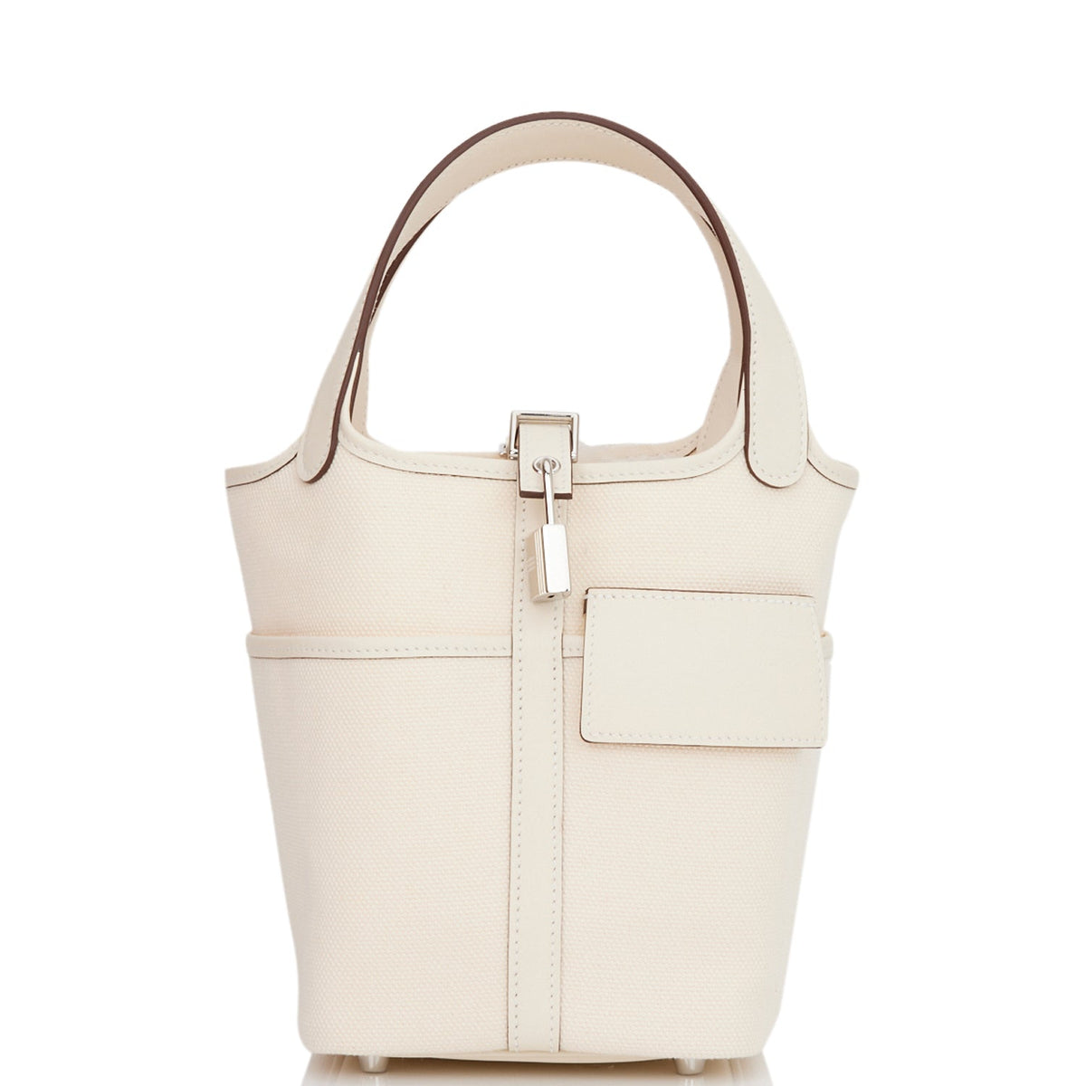 Hermes Picotin Cargo 18 Nata Swift and Toile Canvas Palladium Hardware