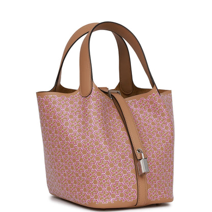 Hermes Picotin Lock 18 "Lucky Daisy" Chai Swift Palladium Hardware