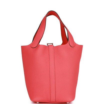 Hermes Picotin Lock 18 Rose Texas Clemence Palladium Hardware