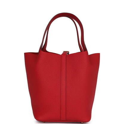Hermes Picotin Lock 22 Vermillion Clemence Gold Hardware
