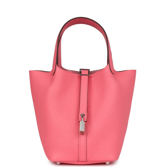 Hermes Picotin Lock 18 Rose Azalee Clemence Palladium Hardware