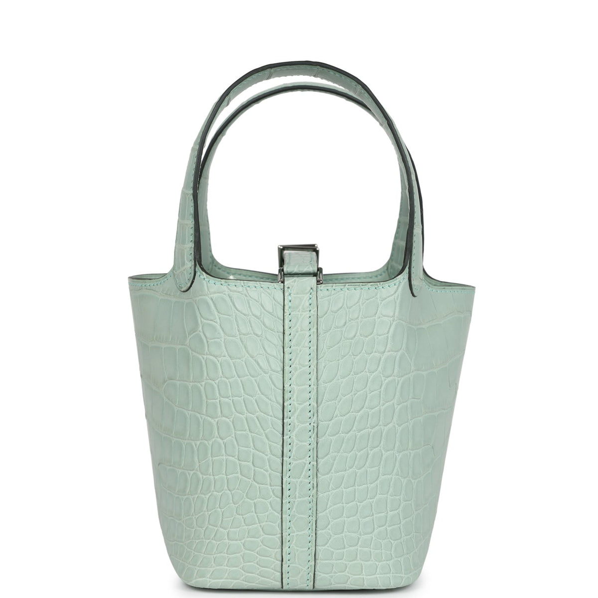 Hermes Micro Picotin Lock 14 Vert D'Eau Matte Alligator Palladium Hardware