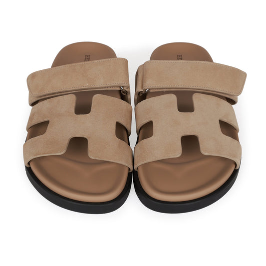 Hermes Chypre Sandals Beige Suede 37