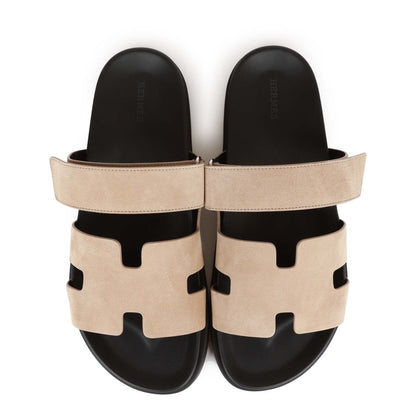 Hermes Chypre Sandals Gris Tourterelle Suede 43