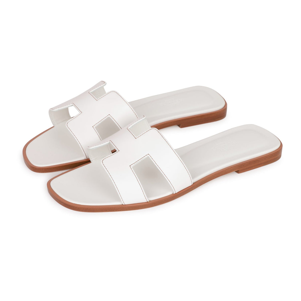Hermes Oran Sandals White Box Calfskin 38