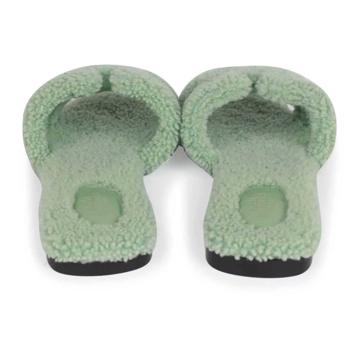 Hermes Oran Sandals Vert D'eau Woolskin 41