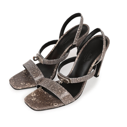 Hermes Glamour 95 Sandals Ombre Lizard Palladium Hardware 38 EU