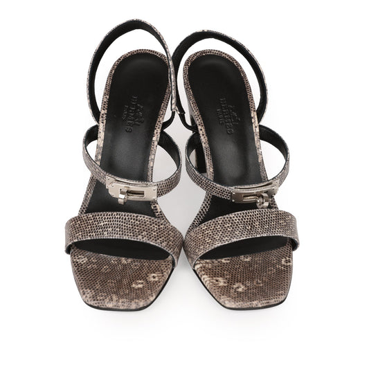 Hermes Glamour 95 Sandals Ombre Lizard Palladium Hardware 38 EU
