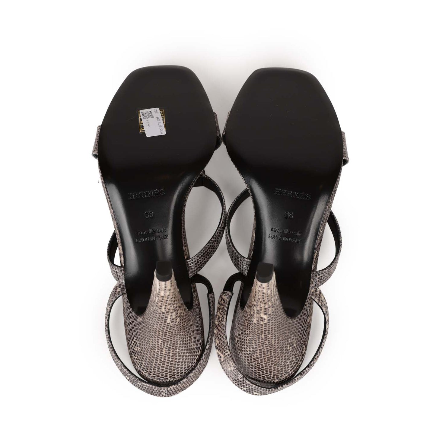 Hermes Glamour 95 Sandals Ombre Lizard Palladium Hardware 38 EU