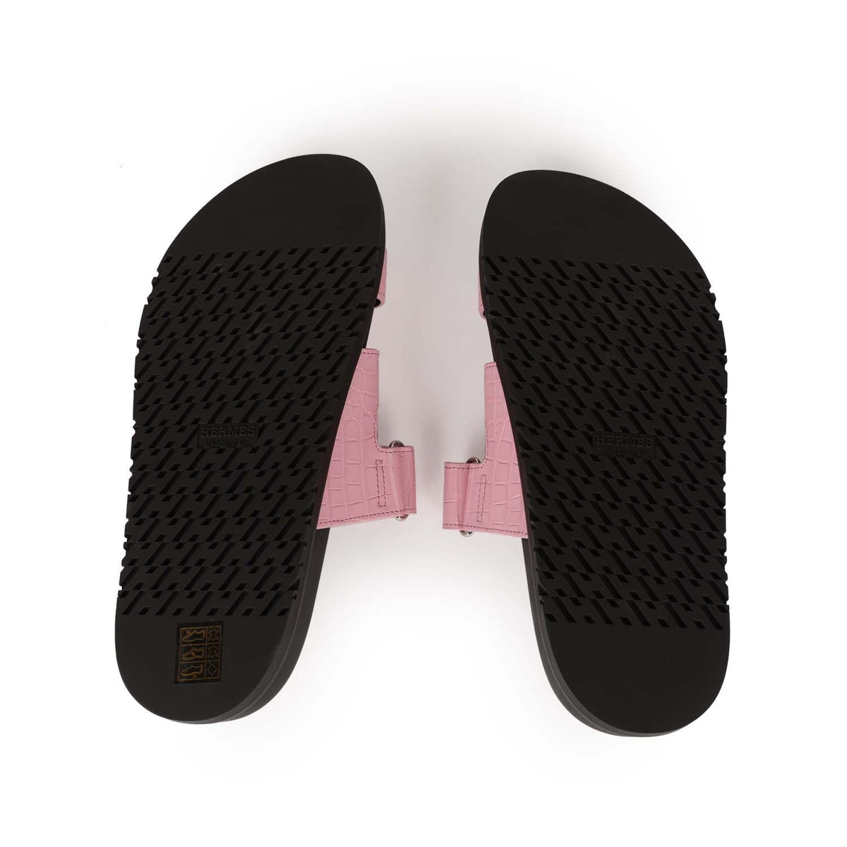 Hermes Chypre Techno Sandals Pink Matte Alligator Palladium Hardware 38
