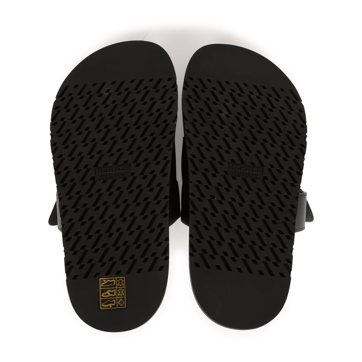Hermes Chypre Sandals Black Calfskin Palladium Hardware 34.5
