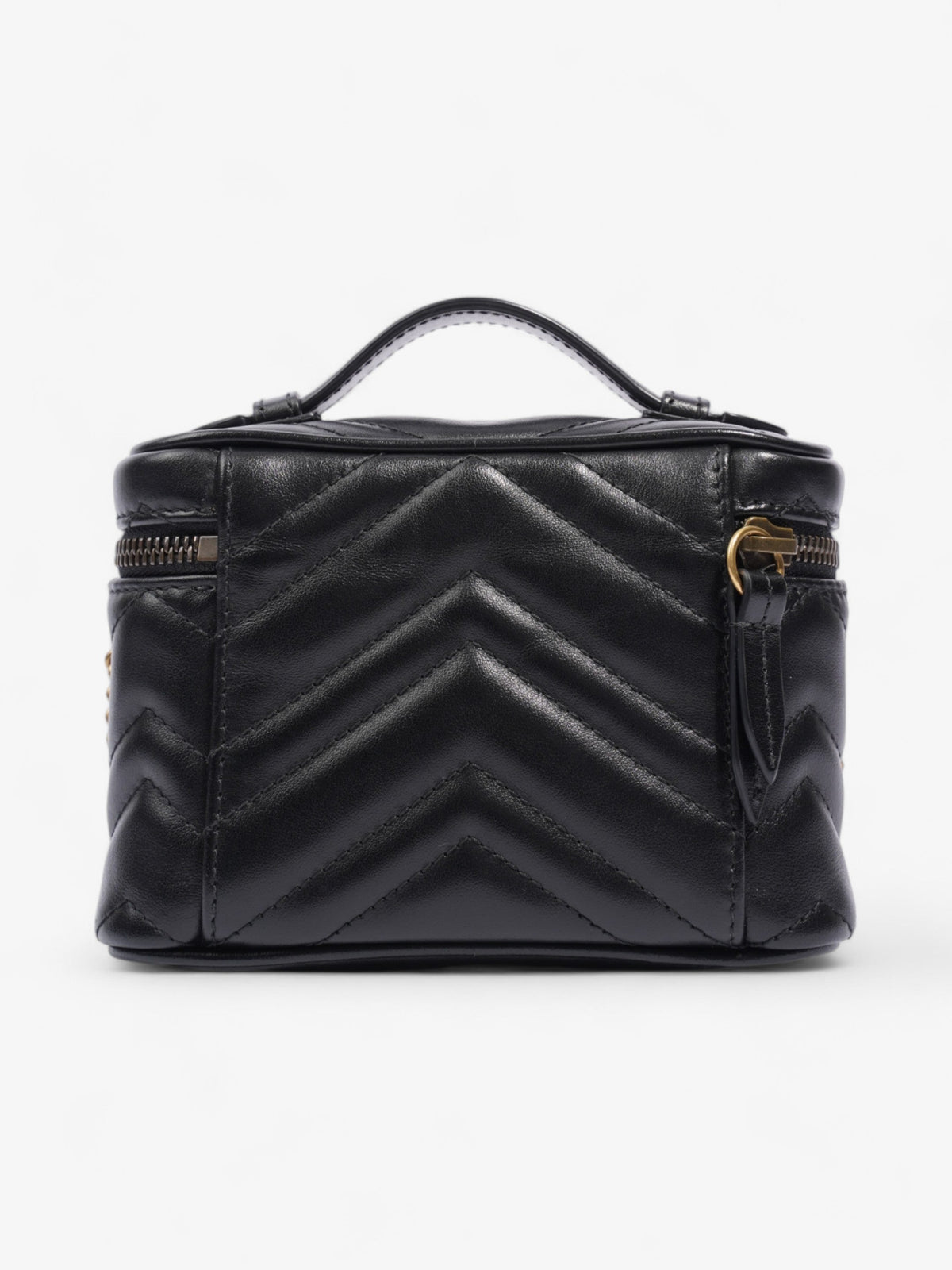 Gucci GG Marmont Top Handle Bag Black Matelasse Leather Mini
