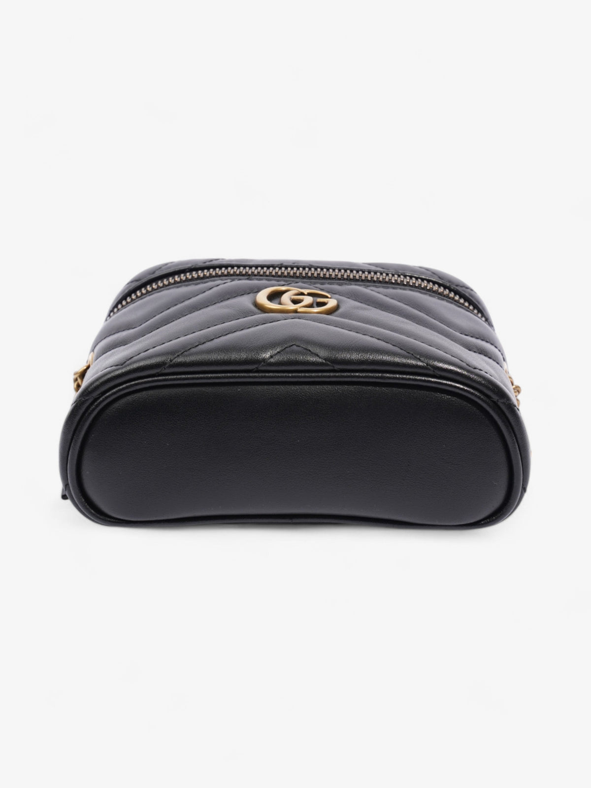 Gucci GG Marmont Top Handle Bag Black Matelasse Leather Mini