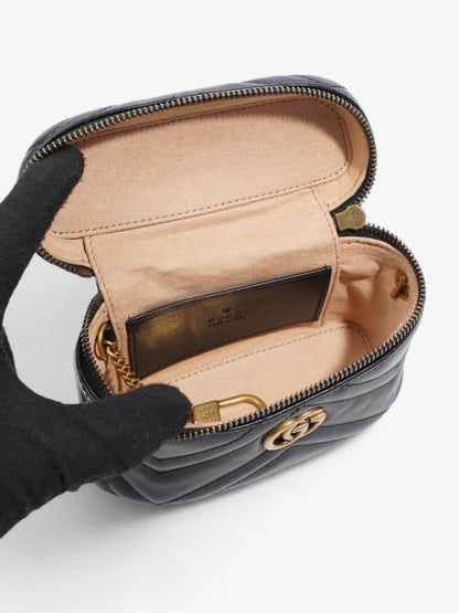 Gucci GG Marmont Top Handle Bag Black Matelasse Leather Mini