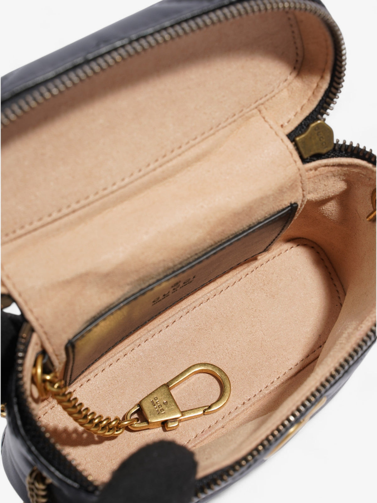 Gucci GG Marmont Top Handle Bag Black Matelasse Leather Mini
