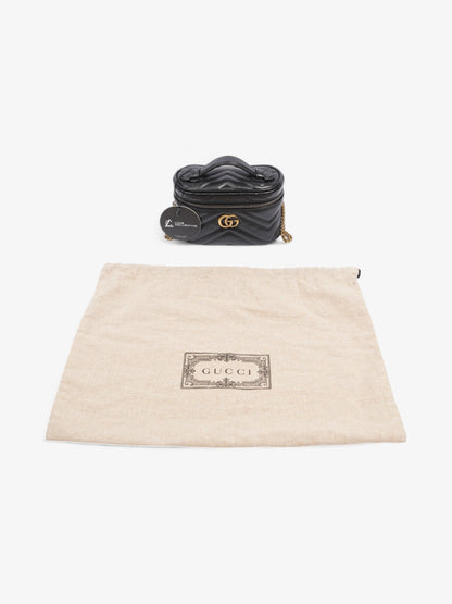 Gucci GG Marmont Top Handle Bag Black Matelasse Leather Mini