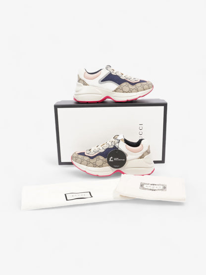 Gucci GG Rhyton Beige / White / Pink Canvas EU 37.5 UK 4.5
