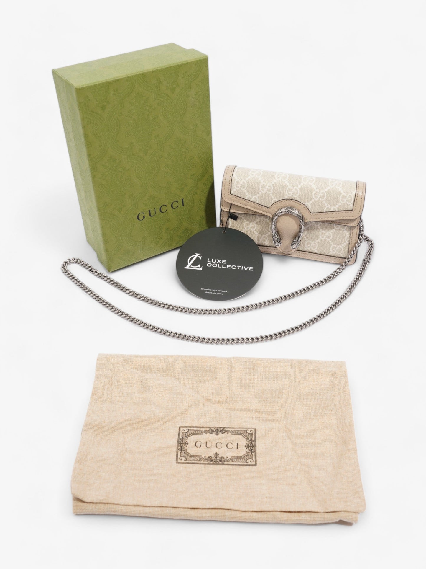 Gucci Super Mini Dionysus Beige and white GG Supreme Coated Canvas