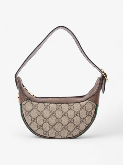 Gucci Ophidia GG Mini Beige And Ebony GG Supreme / Green And Red Web Coated Canvas