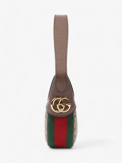 Gucci Ophidia GG Mini Beige And Ebony GG Supreme / Green And Red Web Coated Canvas