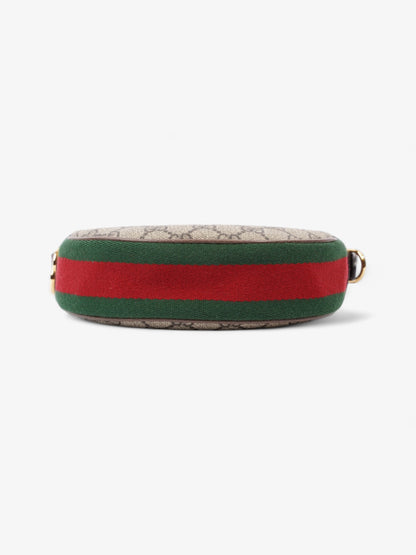 Gucci Ophidia GG Mini Beige And Ebony GG Supreme / Green And Red Web Coated Canvas