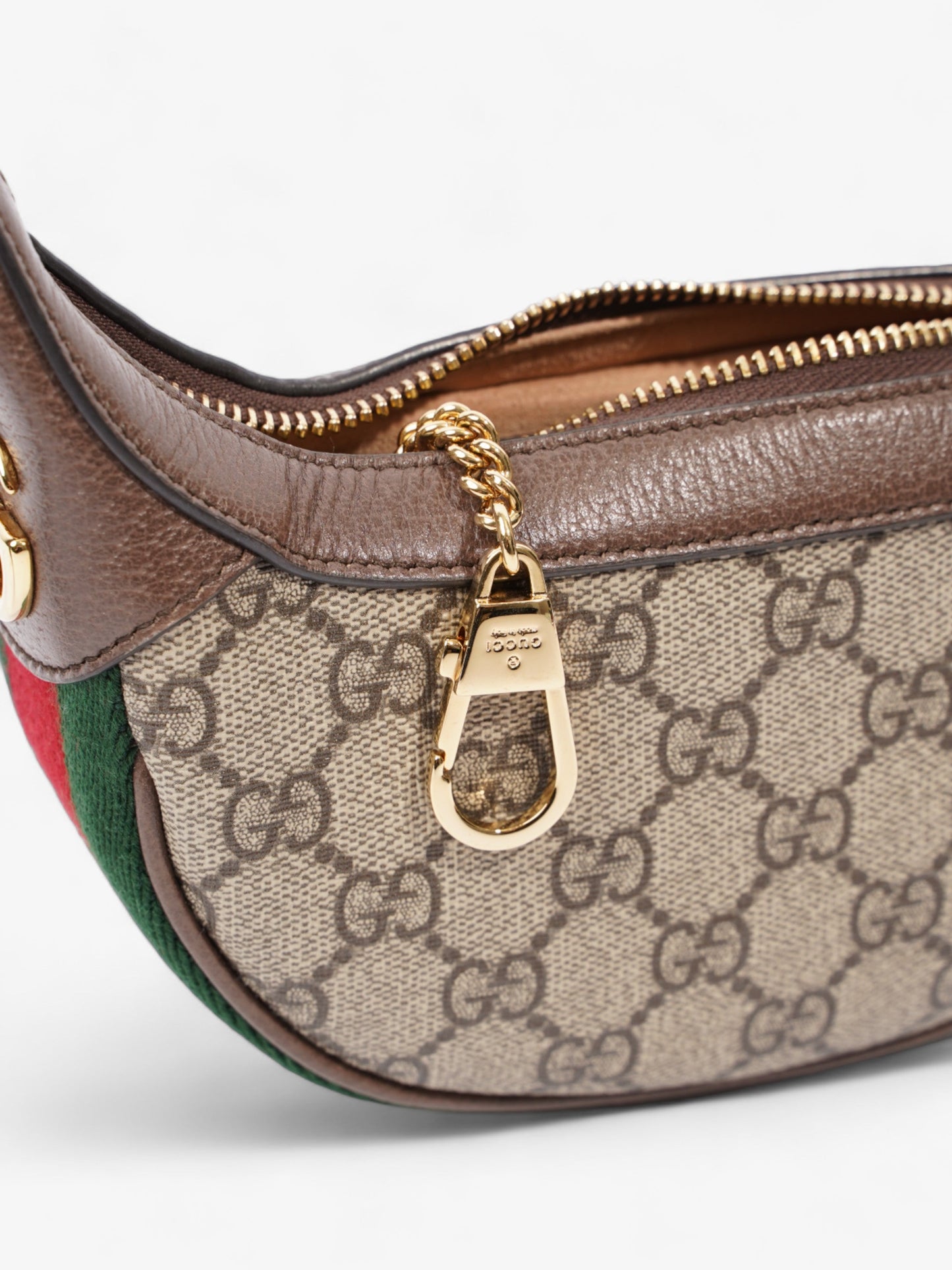 Gucci Ophidia GG Mini Beige And Ebony GG Supreme / Green And Red Web Coated Canvas
