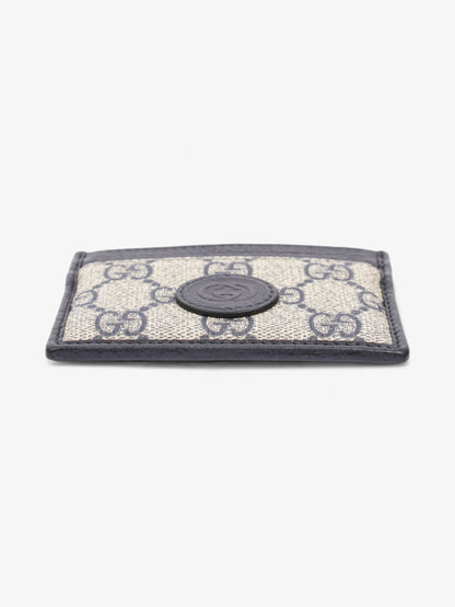Gucci Card Holder Beige And Navy GG Supreme Coated Canvas