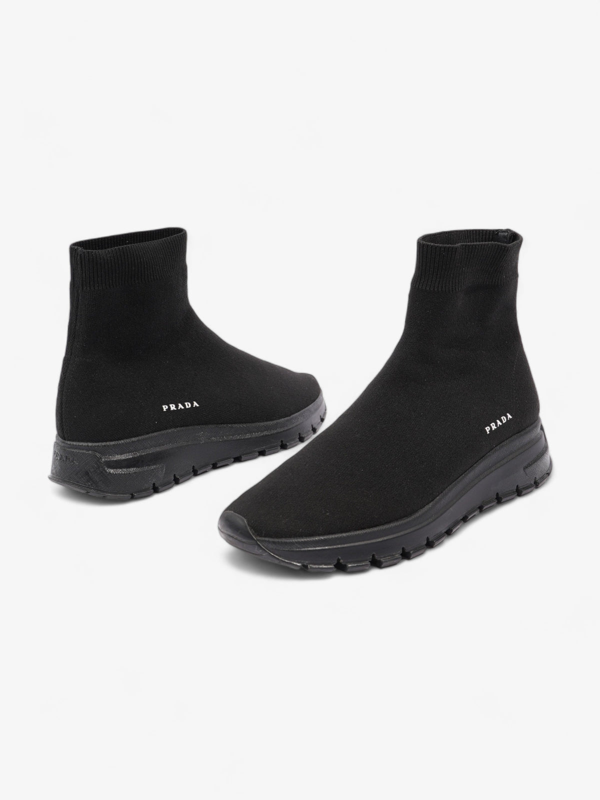 Prada High Top Sock Sneakers Black Cotton EU 39 UK 6